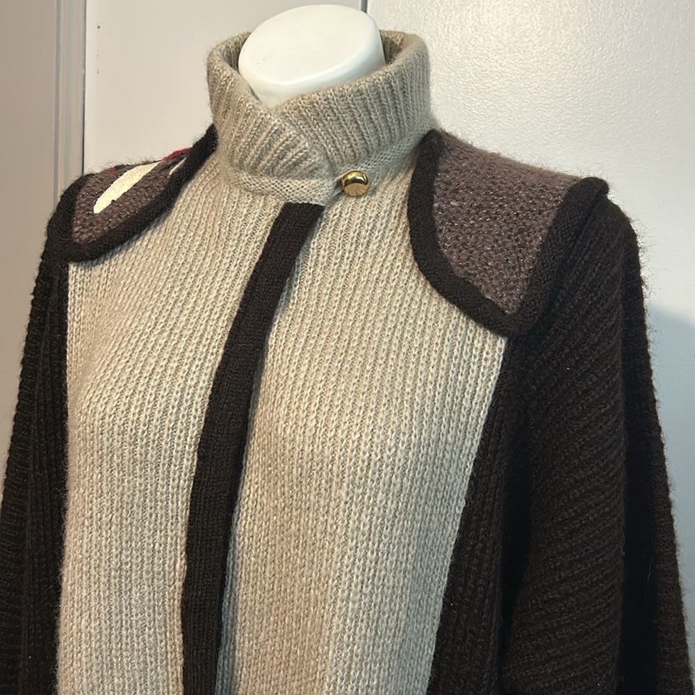 Vintage mohair blend Suede Leather Combo Norma Roma sweater - Picture 2 of 7